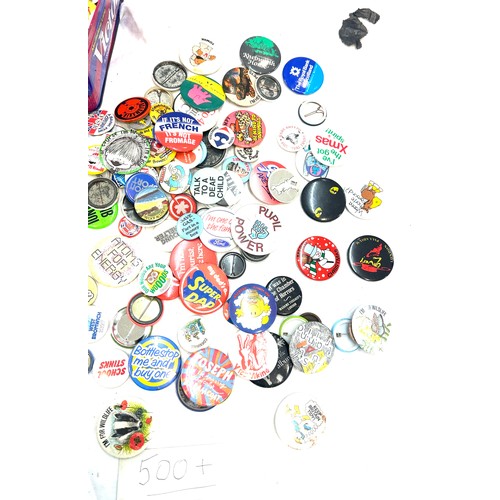 75 - Pin badges collection plus international airline tag buttons x 500 plus. Including Captain Marvel, V... 