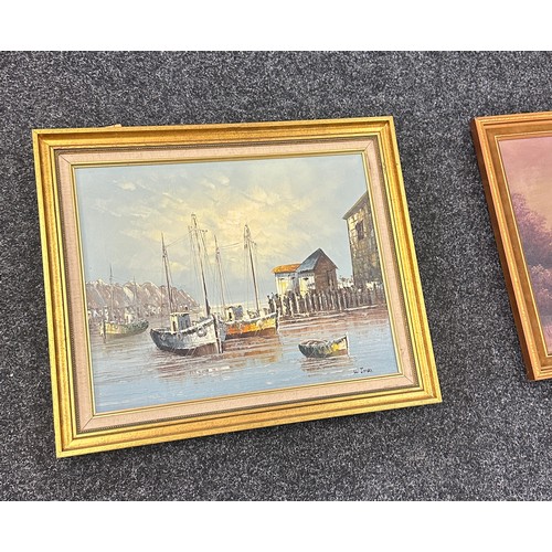 63 - Two gilt framed oil on canvas largest measures approx 25 inches wide by 20 long