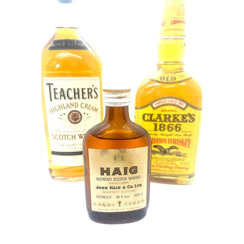 91 - Clarke's 1866 Bourbon, Teachers Highland Cream Scotch Whisky, John Haig's Gold Label Blended Scotch ... 