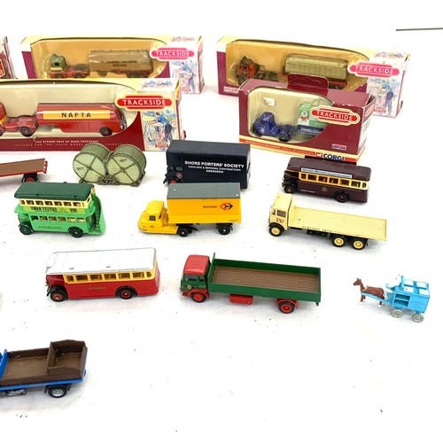 97 - Large selection of assorted die cast cars, trucks, some boxed includes Trackside etc