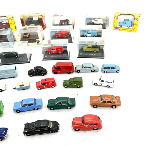 99 - Large selection of assorted die cast cars, trucks, some boxed includes Trackside etc