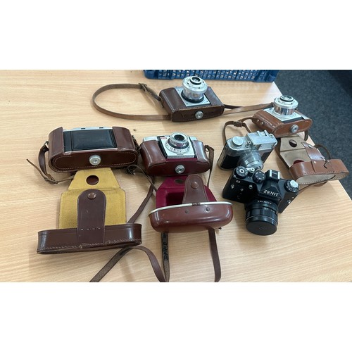 79 - Selection of vintage cameras to include Zenit, Koroll etc, untested