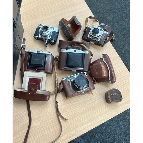 72 - Selection of vintage cameras to include Zeiss Icon,  Yashica, etc untested