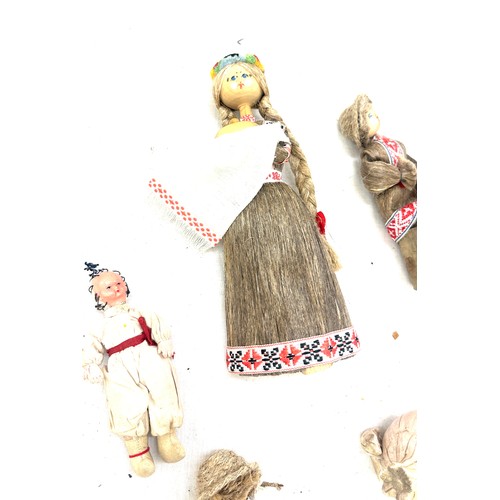 37 - Selection of vintage toys to include a wooden Pinocchio puppet and various dolls