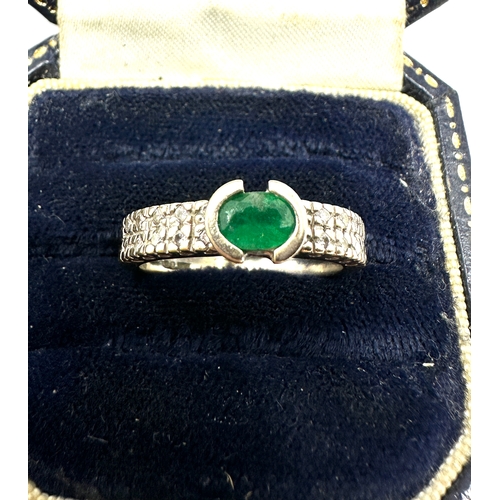 81 - 18ct gold Emerald & diamond ring weight 5.9g