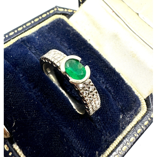 81 - 18ct gold Emerald & diamond ring weight 5.9g