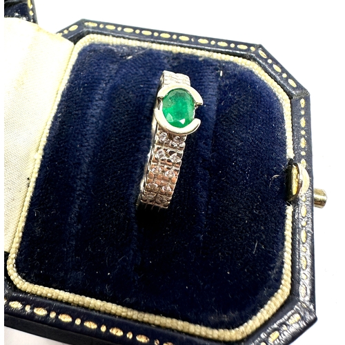 81 - 18ct gold Emerald & diamond ring weight 5.9g