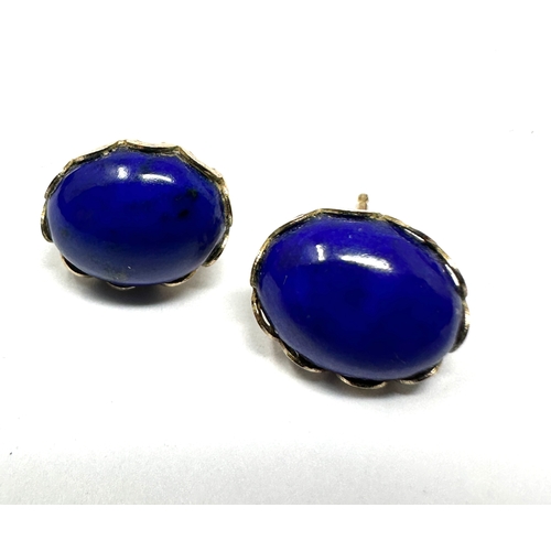 85 - 9ct gold lapis earrings weight 1.9g