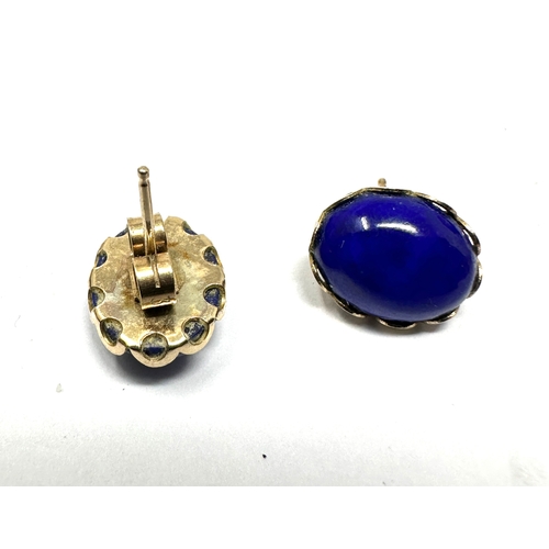 85 - 9ct gold lapis earrings weight 1.9g