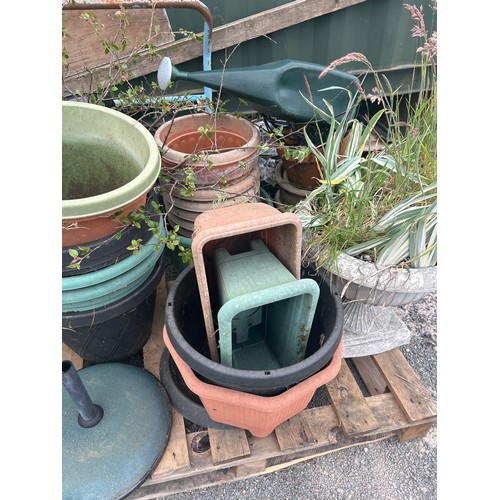 101B - Large selection of assorted outdoor planters includes plastic, terracotta etc