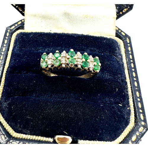 97 - 9ct gold emerald & diamond ring weight 2g