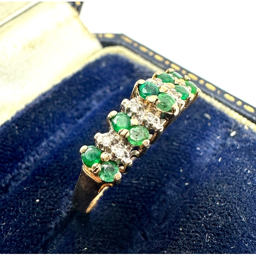 97 - 9ct gold emerald & diamond ring weight 2g