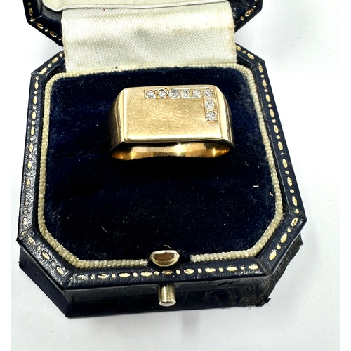 99 - Vintage 9ct gold diamond signet ring weight 8g