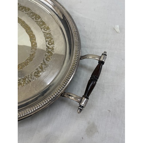 549 - Large silver plated 2 handled tray measures approximately 28 inches wide 18 inches wide