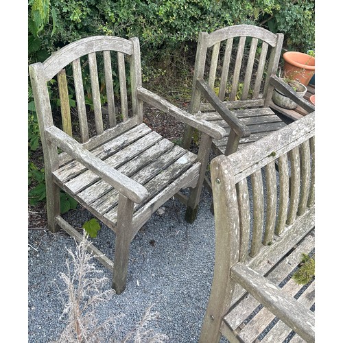 100W - Wooden garden bench and two matching chairs