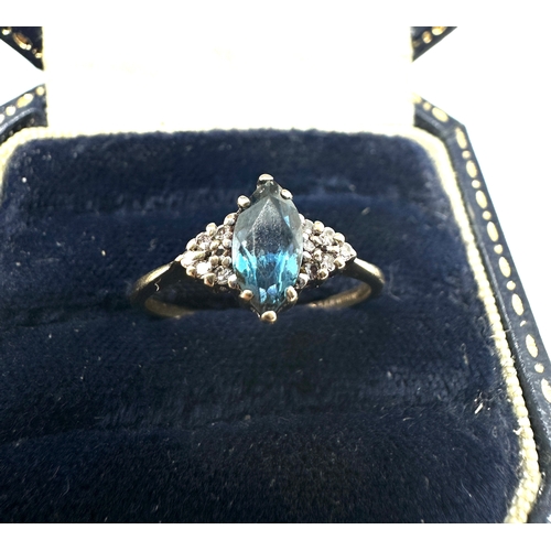 103 - 9ct gold blue gemstone  & diamond ring weight 1.6g