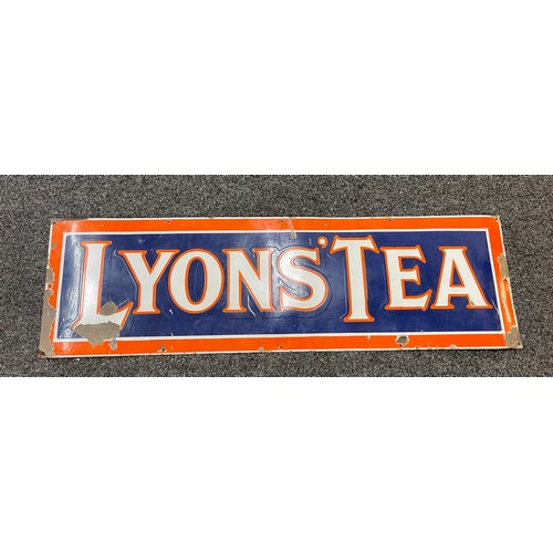 119 - Vintage Lyons Tea enamel advertising sign, approximate measurements: Length 59 inches, Height 17 inc... 