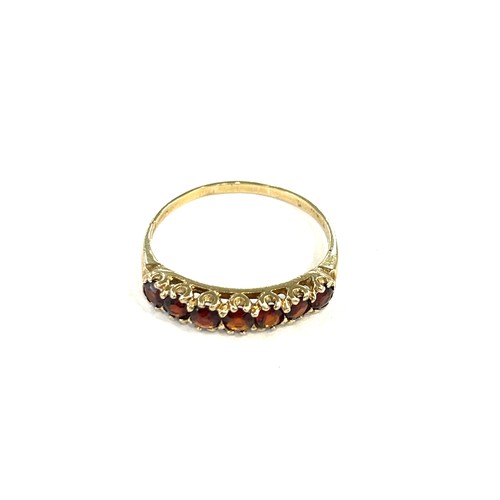 94 - Ladies half eternity garnet ring, ring size R/S, approximate weight 1.8g