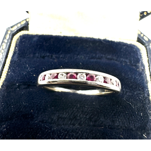 116 - 9ct white gold ruby & diamond ring weight 2.2 g