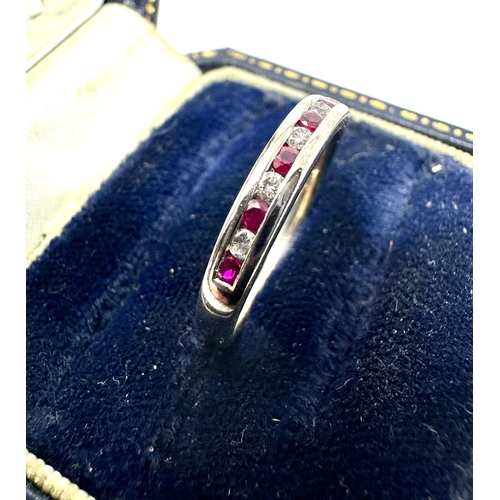 116 - 9ct white gold ruby & diamond ring weight 2.2 g