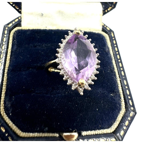 120 - 9ct gold amethyst & diamond ring weight 3.8g