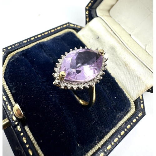 120 - 9ct gold amethyst & diamond ring weight 3.8g