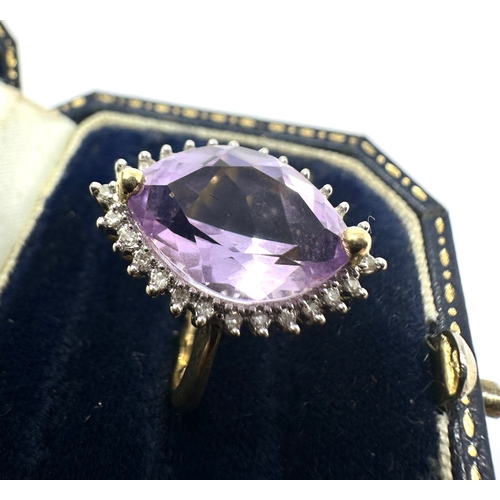 120 - 9ct gold amethyst & diamond ring weight 3.8g