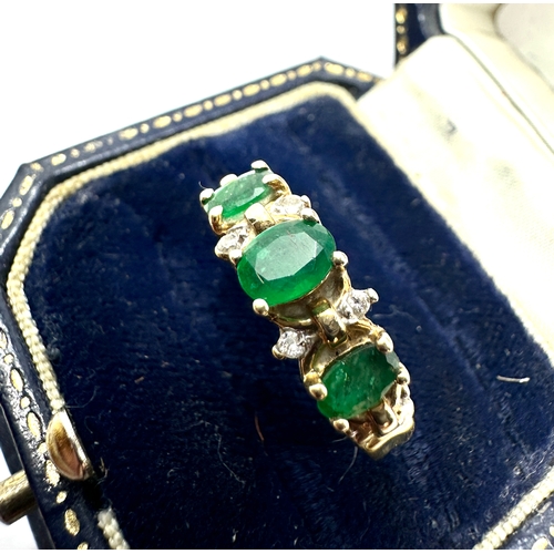 125 - 9ct gold emerald & diamond ring weight 3g