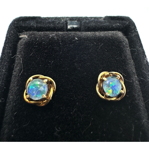 127 - 9ct gold Australian opal earrings