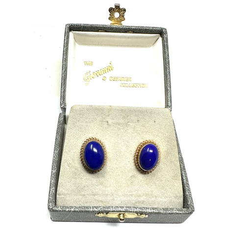 136 - Boxed 9ct gold lapis earrings weight 3.7g