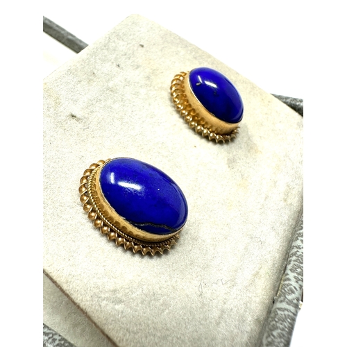 136 - Boxed 9ct gold lapis earrings weight 3.7g