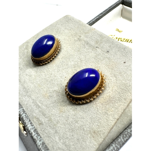 136 - Boxed 9ct gold lapis earrings weight 3.7g