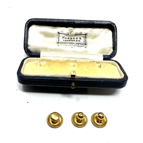 137 - Harrods london boxed 9ct gold studs weight 1.7g