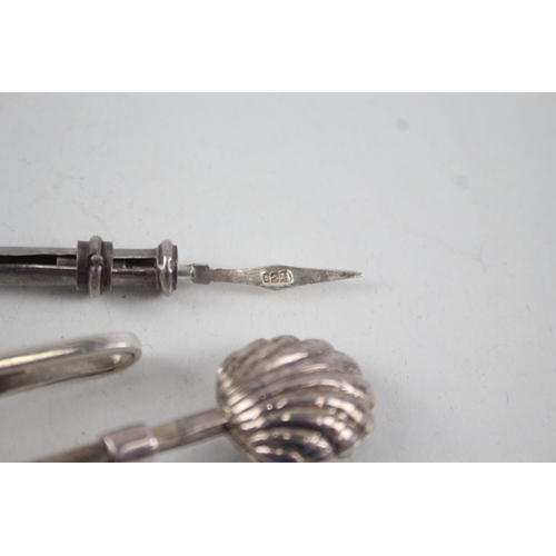 30 - 3 x .925 sterling toothpick & napkin clips