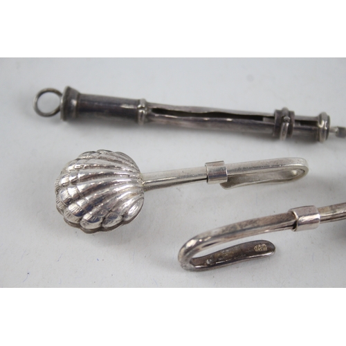 30 - 3 x .925 sterling toothpick & napkin clips