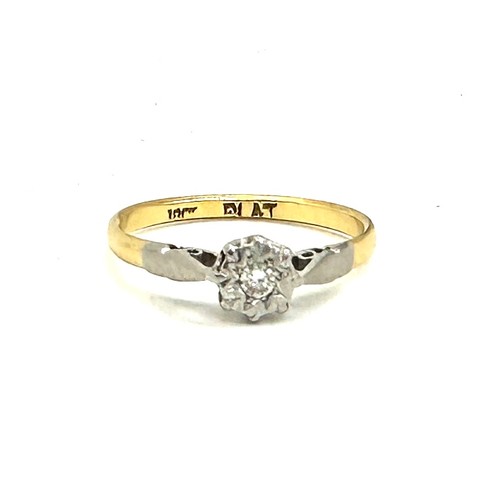 169 - 18ct Gold diamond and platinum ring, ring size O weight 2.3grams