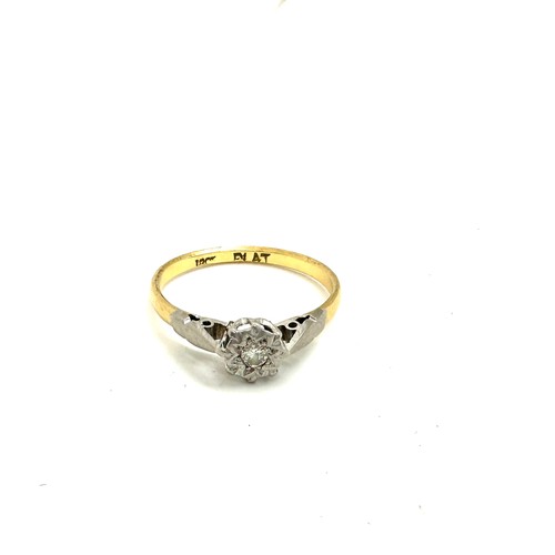 169 - 18ct Gold diamond and platinum ring, ring size O weight 2.3grams