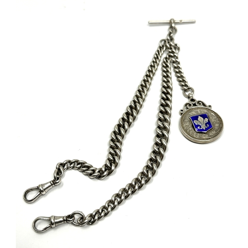 2 - Antique silver albert chain & fob weight 75g