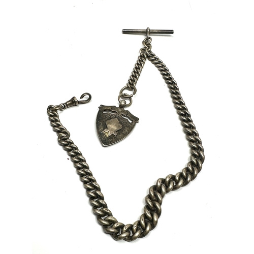 3 - Antique silver albert watch chain & fob weight 61g