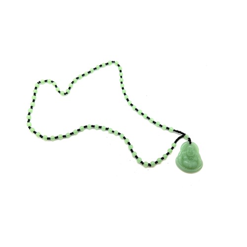 495 - Jade Bhuddha pendant necklace