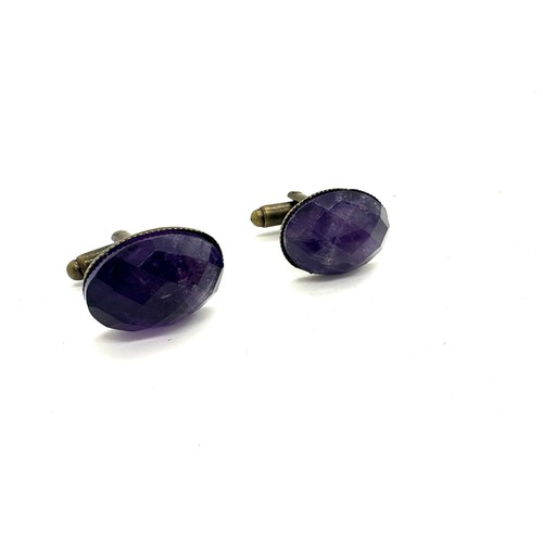 503 - Faceted amethyst cufflinks