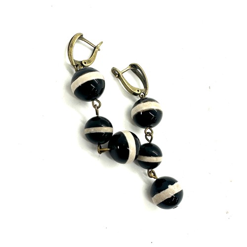 498 - Agate drop 3 tier earrings