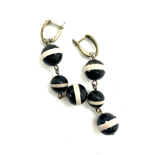 498 - Agate drop 3 tier earrings