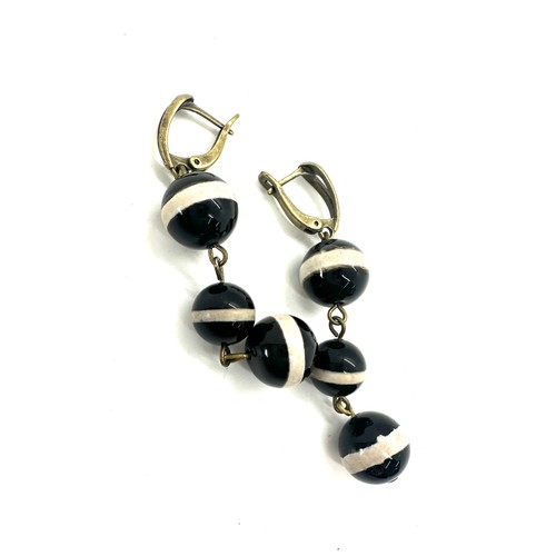 498 - Agate drop 3 tier earrings