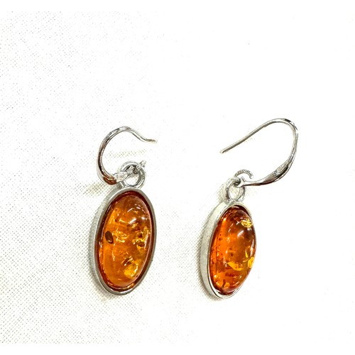 548B - Amber resin necklace and 925 earrings