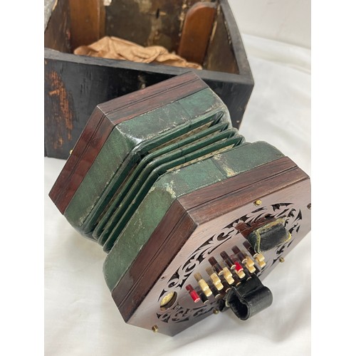 543A - Antique rock Chidley 48 button concertina in wooden case