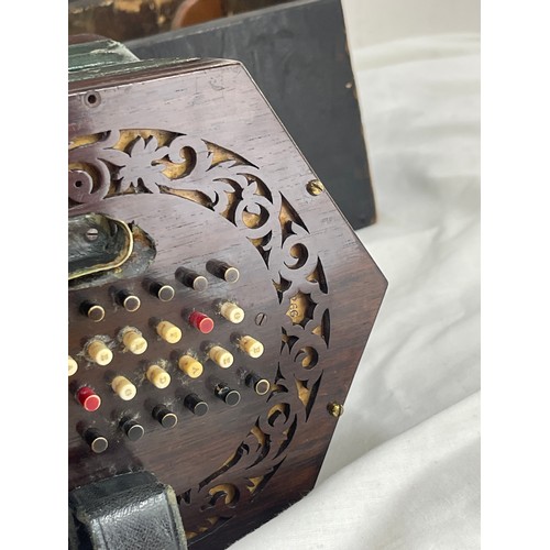 543A - Antique rock Chidley 48 button concertina in wooden case