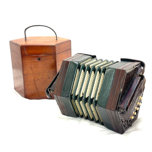 546A - Antique Barnett Samuel & Sons concertina in original case.  20 button anglo system