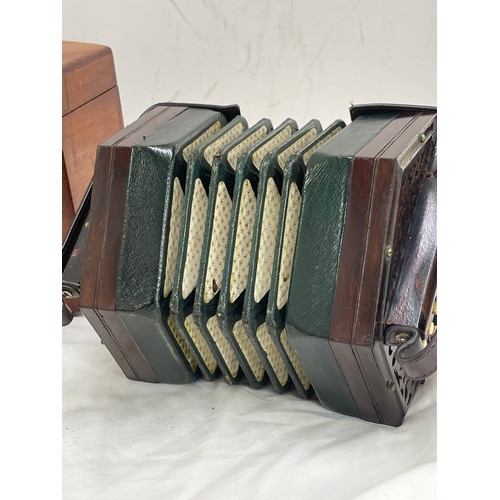 546A - Antique Barnett Samuel & Sons concertina in original case.  20 button anglo system