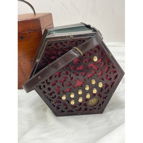 546A - Antique Barnett Samuel & Sons concertina in original case.  20 button anglo system